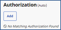 No Matching Authorization Found